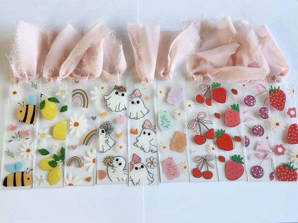 Bookmark Clear Acrylic Durable Pink Cutesy Coquette Bookish Gift For Her Ribbon